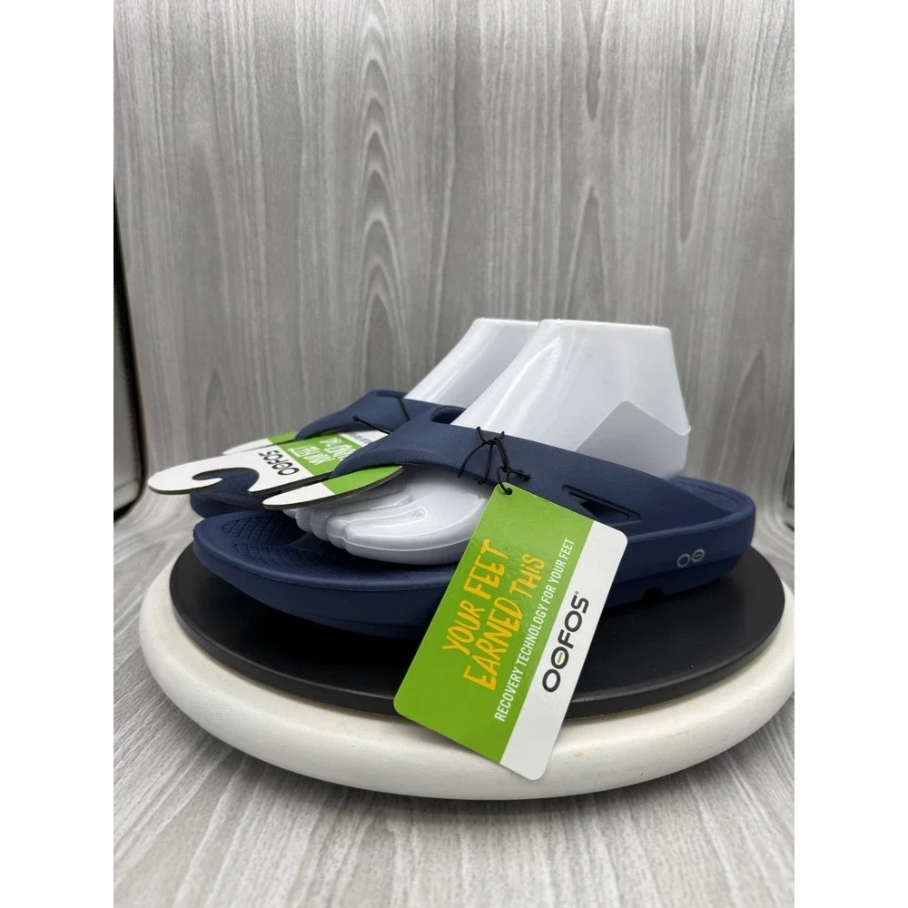 Oofos Ooriginal Mens Size 8 Womens 10 Navy Blue Recovery Sandals Flip Flops NEW
